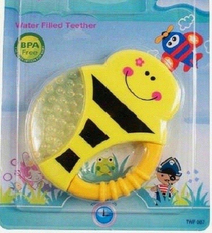 HuddiBABA Tooth Gel Silicone Honey Bee Shape Soothers Food Silicon Dental Care Water Filled Soother Cum Rattle Teether . Teether  (Yellow)