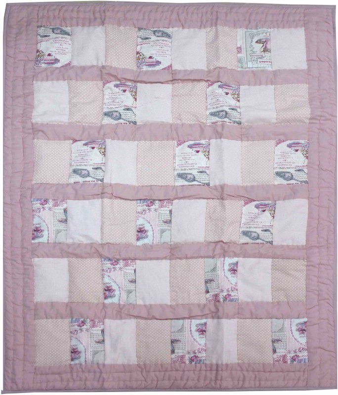 Rhome Printed Crib Comforter for Mild Winter  (Cotton, Pink)