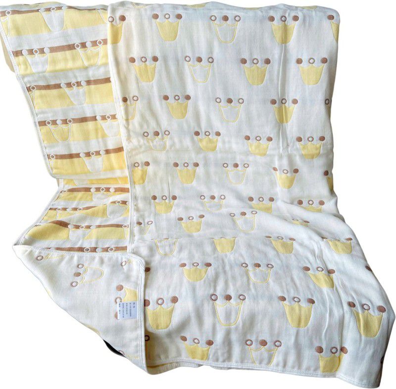It's a Baby Company Printed Single Swaddling Baby Blanket for AC Room  (Cotton, White, Yellow)