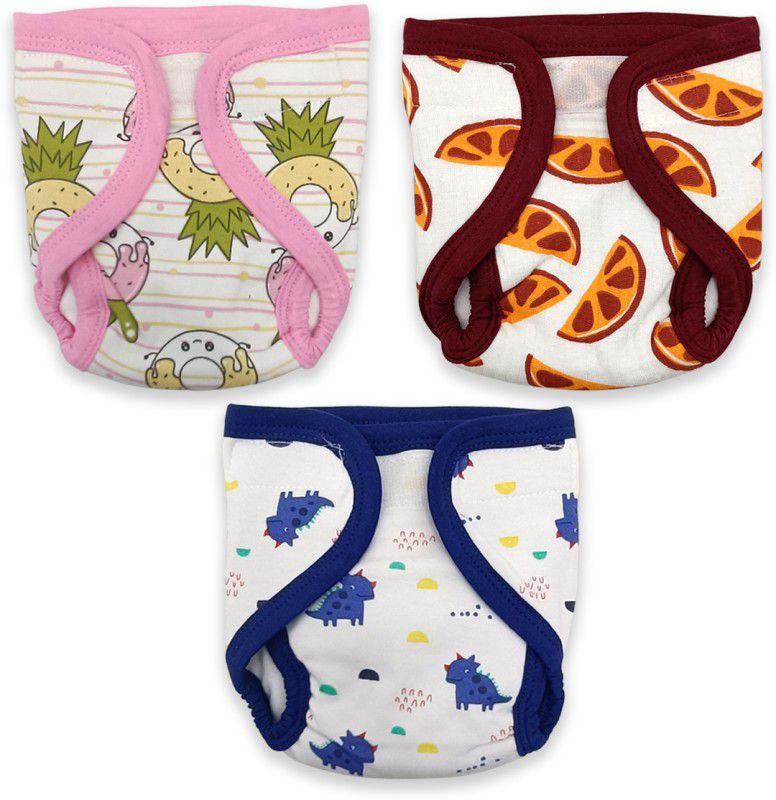 Born Babies Reusable and Washable Velcro Diapers for Babies - S  (3 Pieces)