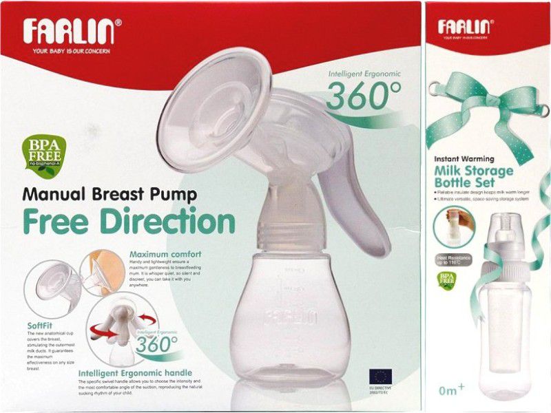 FARLIN Free Direction Manual Breast Pump With 1Pcs Milk Storage Bottle Insulated - Manual  (Transparent)