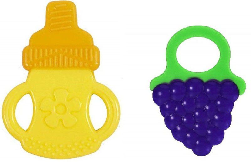 Little Warriors Baby Teething Toys Soft and Bottle Shape Teether for Baby/Toddlers/Infants/Children BPA Free/Natural/Organic/Teethers-Pack of 2 Teether  (Yellow)