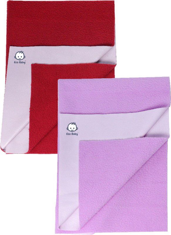 Ecobaby Cotton Baby Bed Protecting Mat  (Maroon, Pink, Small, Pack of 2)
