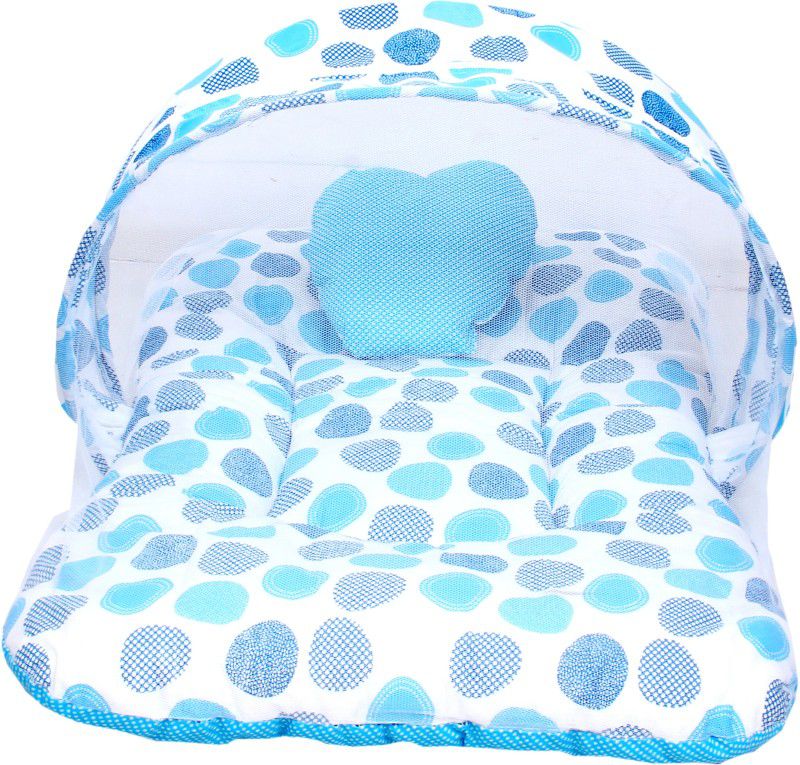 RBC RIYA R blue dot net baby mosquito net bed crib  (Fabric, Blue)
