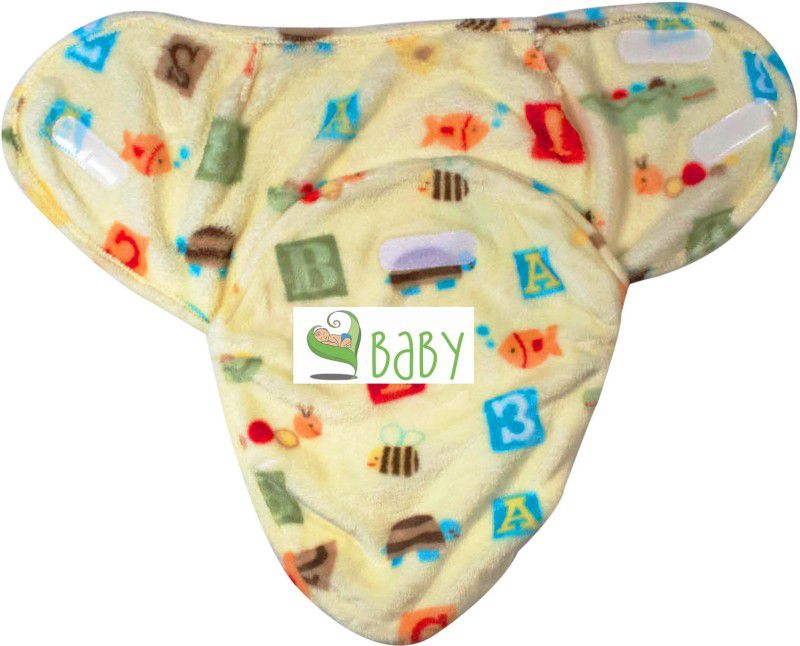 VBaby Printed Crib Swaddling Baby Blanket for AC Room  (Poly Cotton, Light Yellow)