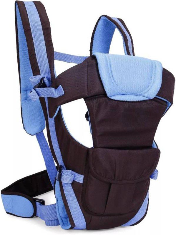 Smilemakers Adjustable Hands-Free 4-in-1 (with Comfortable Head Support & Buckle Straps) Baby Carrier Baby Carrier  (Black, BLue, Front Carry facing in)
