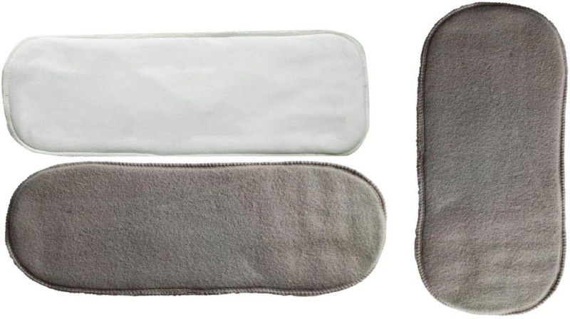 TINNY TOTS 1 Bamboo Charcoal & 2 White Microfiber Inserts For Reusable Baby Cloth Diapers - New Born  (3 Pieces)