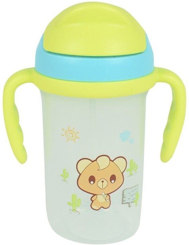 Tiny Tycoonz Anti Spill Baby Sipper cup with Straw and Twin Handle, 350 ML, BPA Free  (Green, Blue)