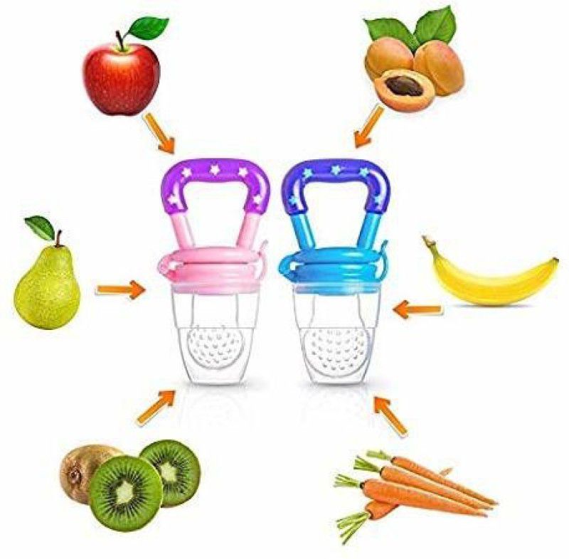 KRISHVIA Food Feeder for Kids baby boy girls BPA Free 3-12 Months BPA Free For Fresh Fruit Nibbler, Pack -2 Teether  (Multicolor)