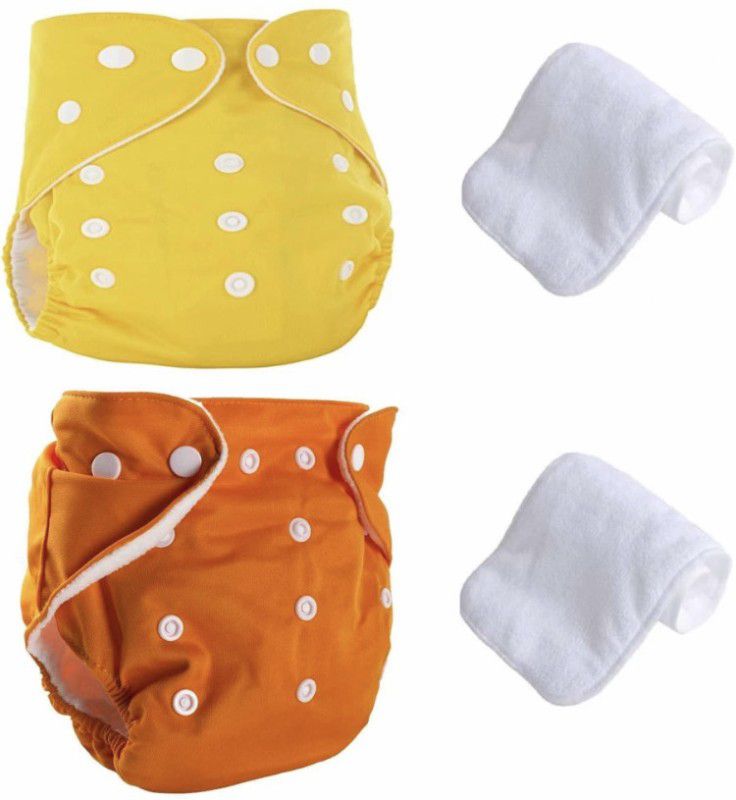 kogar Solid Reusable Cloth Button Diaper Reuse Nappy & Insert YO-SM-YO-01N - S - M  (4 Pieces)