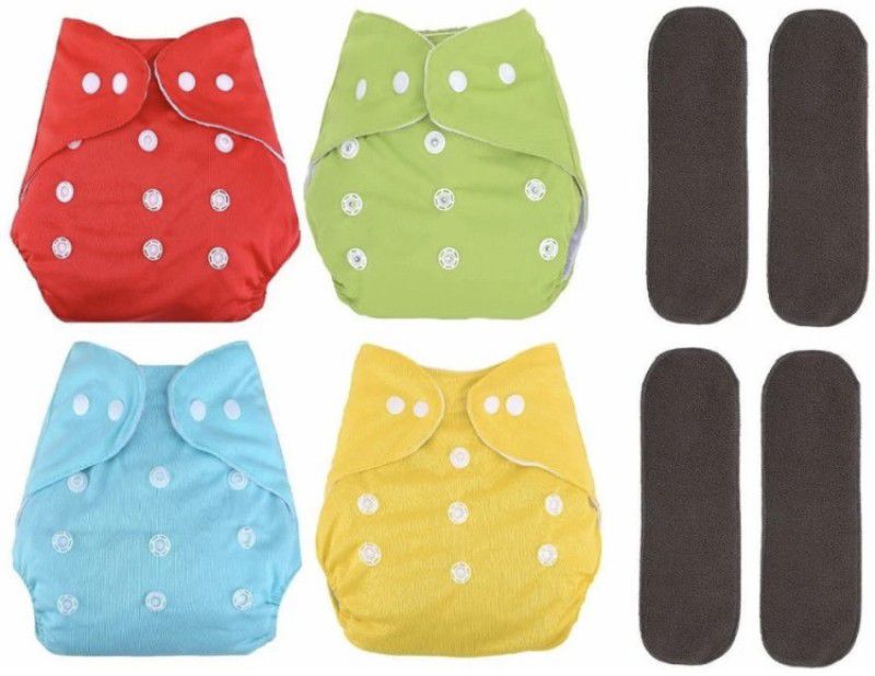 kogar Solid Reusable Cloth Button Diaper Reuse Nappy & Insert YO-SM-RGSY-01N - S - M  (8 Pieces)