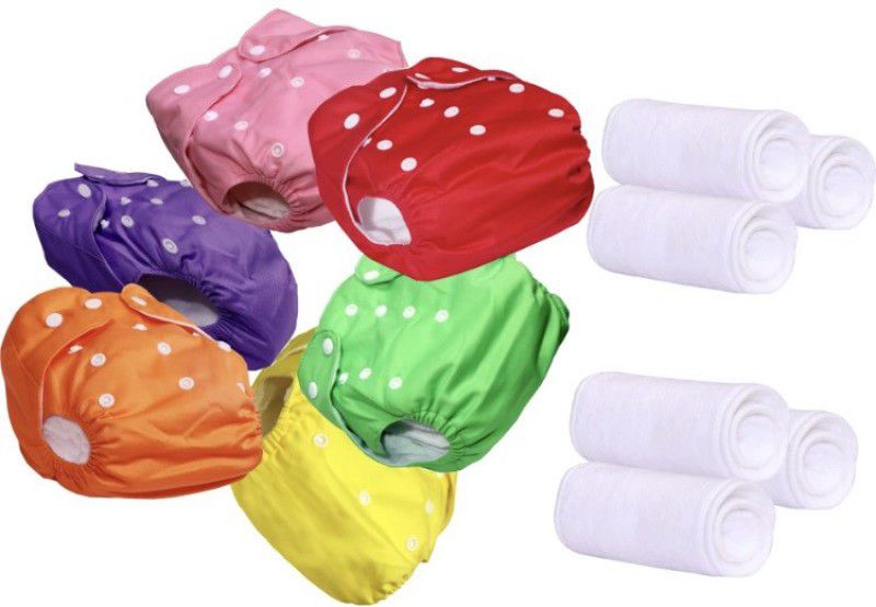 kogar Solid Reusable Cloth Button Diaper Reuse Nappy & Insert YO-SM-GRYBOP-01N - S - M  (12 Pieces)