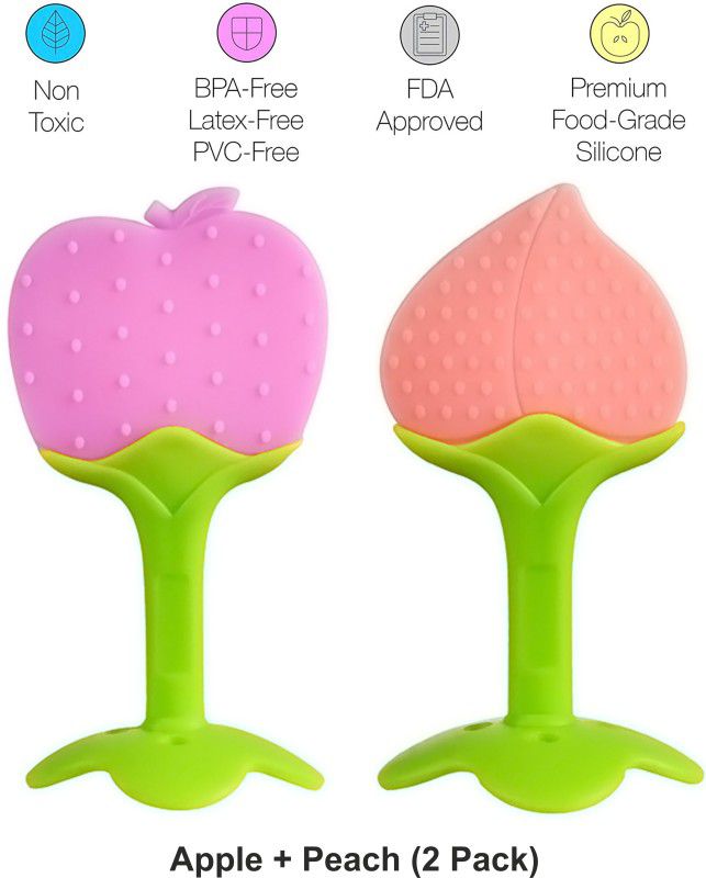 Mahikrite Baby Fruit Shape Silicone Teethers FDA-Approved Soft Silicone, BPA-Free for Infants Baby Boys & Girls (2 Pack) Teether  (Pink)