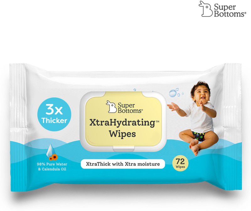 Superbottoms XtraHydrating™Wipes For Babies|98% Pure Water&Calendula Oil|(72 Wipes)Pack of 1  (72 Wipes)