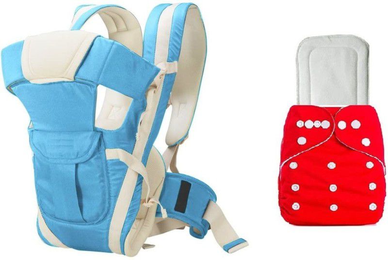 Sage Baby Carrier Bag Reusable Baby Diaper with Insert Combo Baby Carrier _S.BLUE Baby Carrier  (SKY BLUE, Red, White, Front Carry facing in)