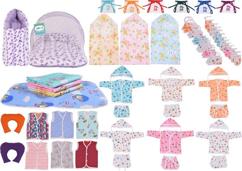 Funtus Cotton Baby Bed Sized Bedding Set  (Multicolor)
