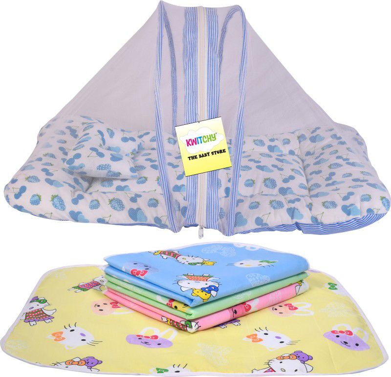 Kwitchy Cotton Baby Bed Sized Bedding Set  (Blue)