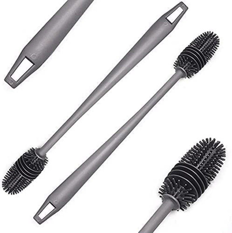 WebDealz Cleaning Brush with TPR Made Flexible Bristles|| Long Handled Silicone Brush  (Grey)