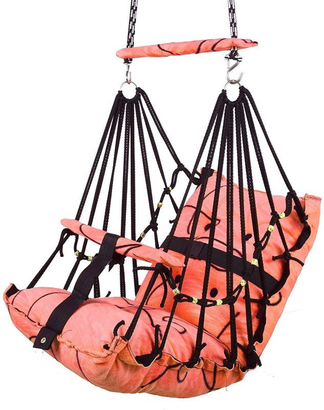 BJIK Cotton Swing Chair for Kids Baby's Children Folding and Washable1-6 Years with Safety Belt/Home,Garden Jhula for Babies|Swing for Kids (Peach) Swings  (Pink)