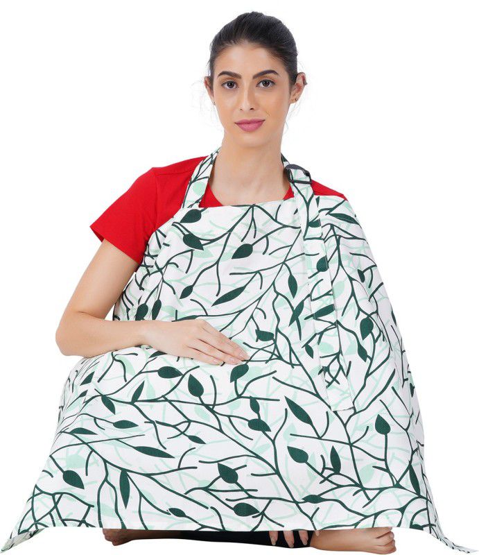 BABYFLYi Soft Cotton Feeding Cloak/Apron Green- Twin Leaf Design Feeding Cloak  (Green)