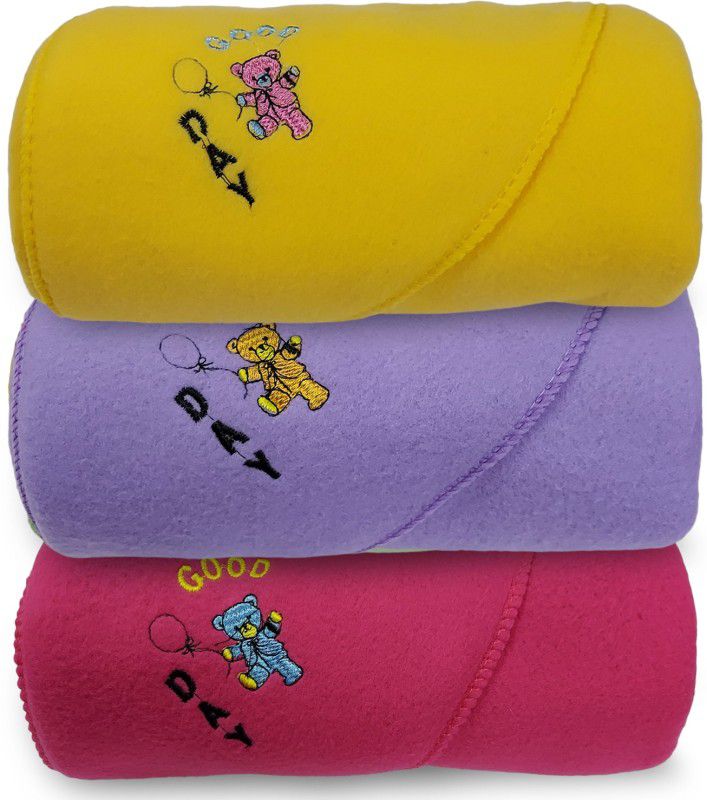 Gargshope Set of 3 Baby Blanket (Yellow,Purple,Pink) Hooded New Born  (Fabric, Multicolor)