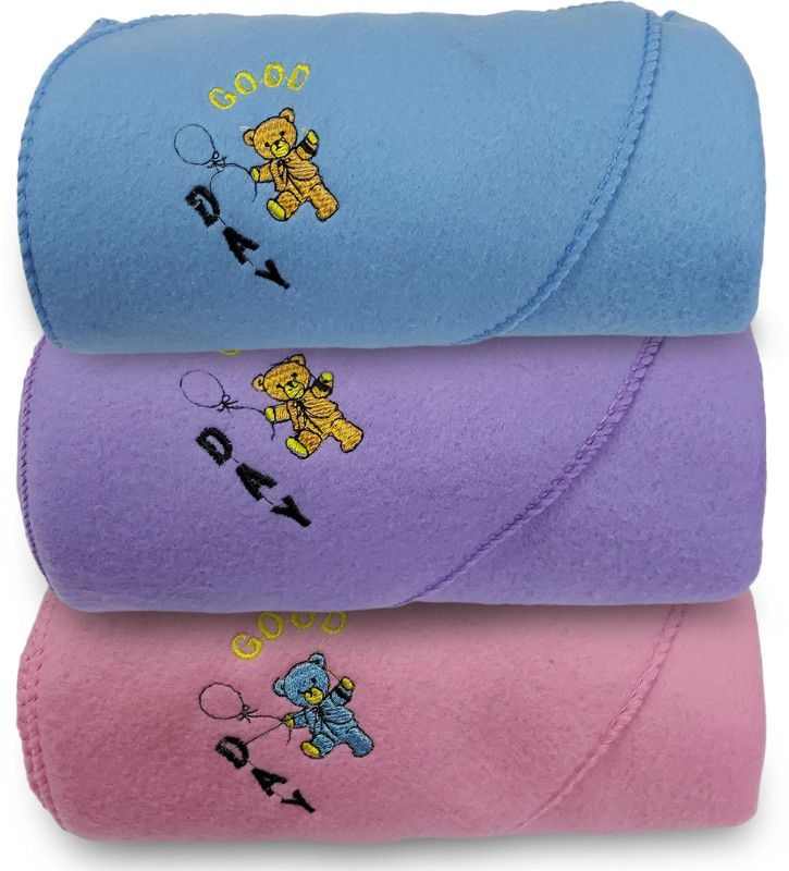 Gargshope Set of 3 Baby Blanket (Blue,Purple,Pink) Hooded New Born  (Fabric, Multicolor)