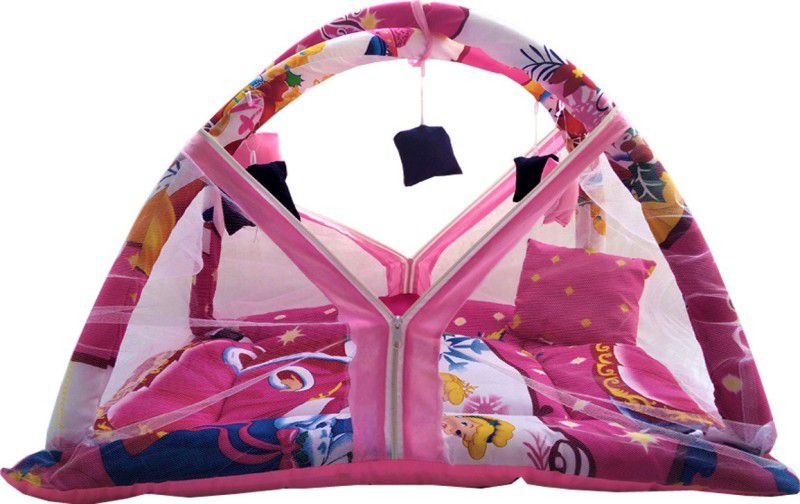 Swito Mart Newborn Baby Mosquito Protection Net Bedding Set Soft Fabric Barbie Print (Pink Color) This Is Very Soft and Comfortable for Your Baby Protect from Mosquito & Bad Bacteria Yes  (Fabric, Pink Color)
