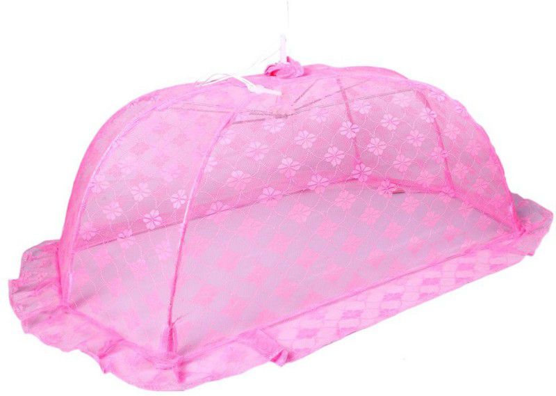 OLE BABY Polyester Infants Canopy Foldable Compact Lightweight Breathable Baby Tent, Beach Play Tent, Air Flowing and Enough Space for Babies Bedding Mosquito Net  (Pink, Frame Hung)