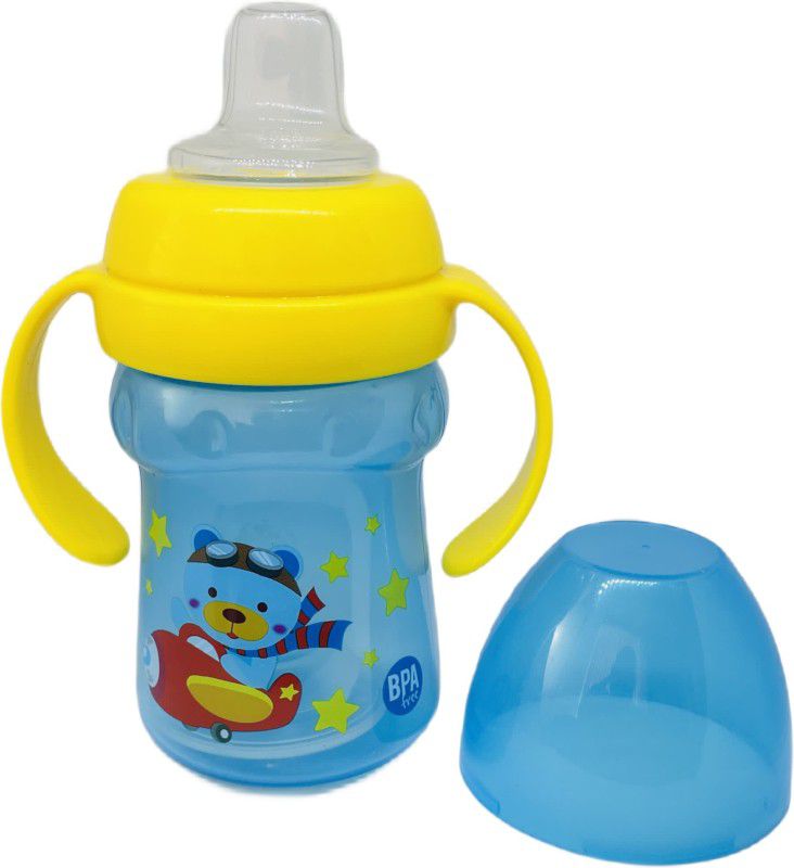 En ligne Plastic 2 in 1 baby feeding BPA-free unbreable sipper cup & dust free cover lid  (Blue)