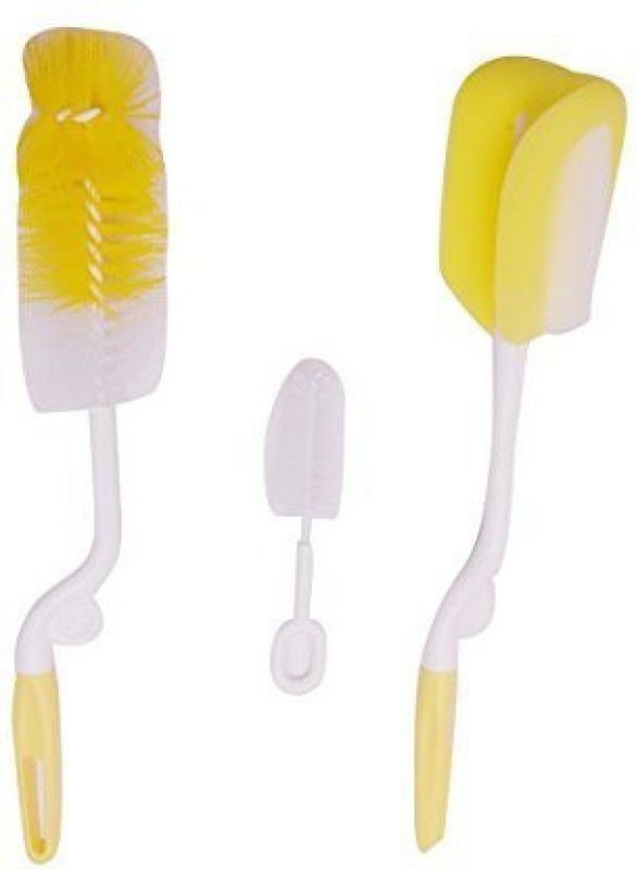 GURU KRIPA BABY PRODUCTS Presents Rotary Feeding Bottle Brush With Nipple Brush 360 Degree Rotational Freedom For Cleaning Your Baby Feeding Milk Bottles Thick Bristled For Good Cleaning  (Yellow)