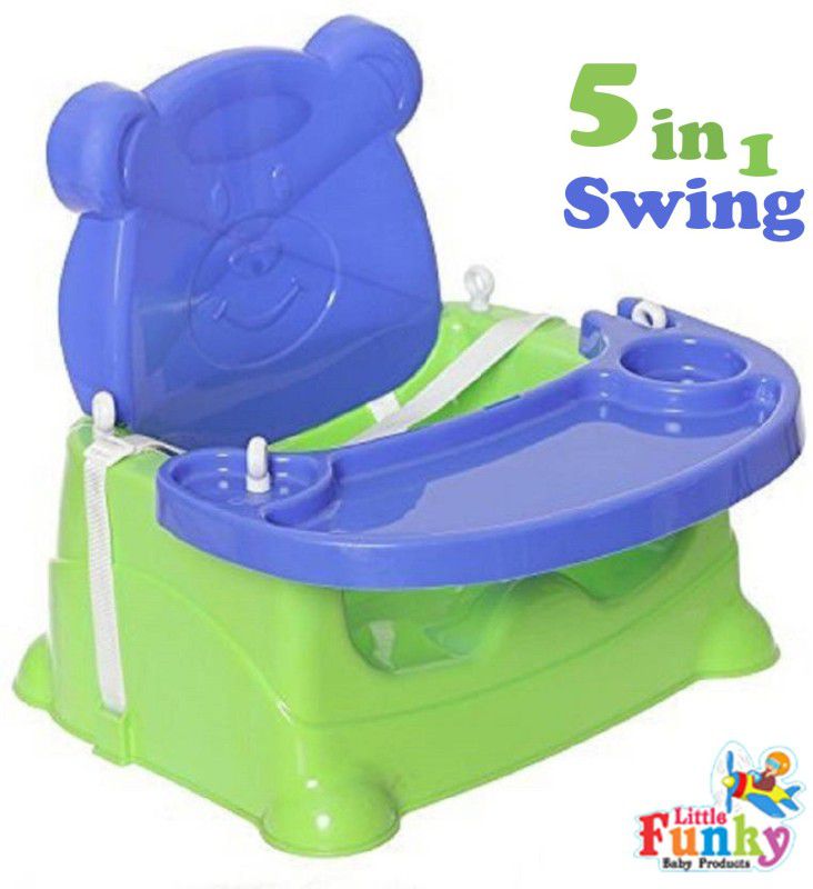 Little Funky 5 in 1 Baby Booster Seat/Swing Multipurpose Kids Feeding High Chair  (Green, Blue)
