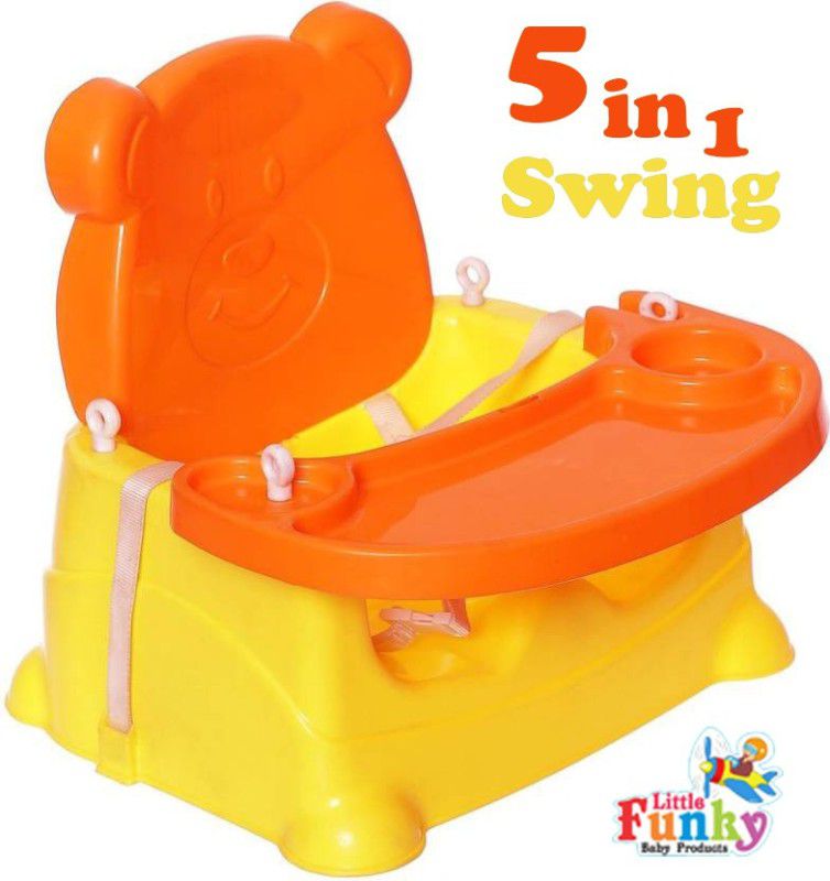 Little Funky 5 in 1 Baby Booster Seat/Swing Multipurpose Kids Feeding High Chair  (Yellow, Orange)