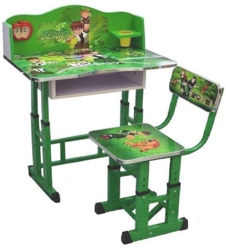 TOBY Kids Study Table and Chair Height Adjustable Kids Desk (Baby Desk) Green  (Green)