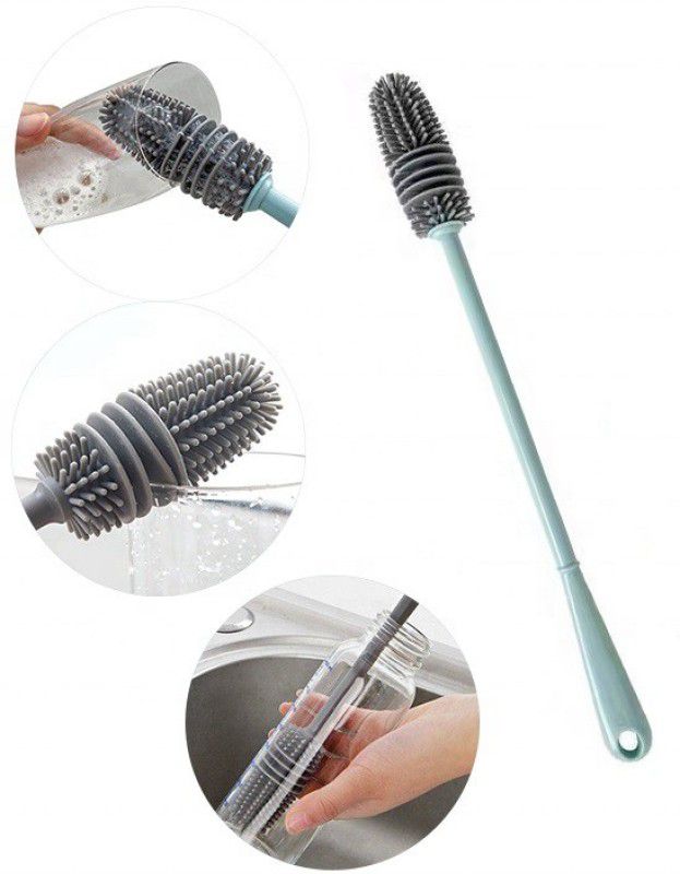 ActrovaX Silicone Bottle Cleaning Brush with Long Handle for Milk Bottle Washer-X19  (Grey)