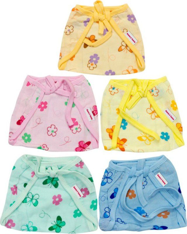 Kinder and Tender U Type Soft Muslin Cotton Colour Printed Tying Nappy- Pack of 5