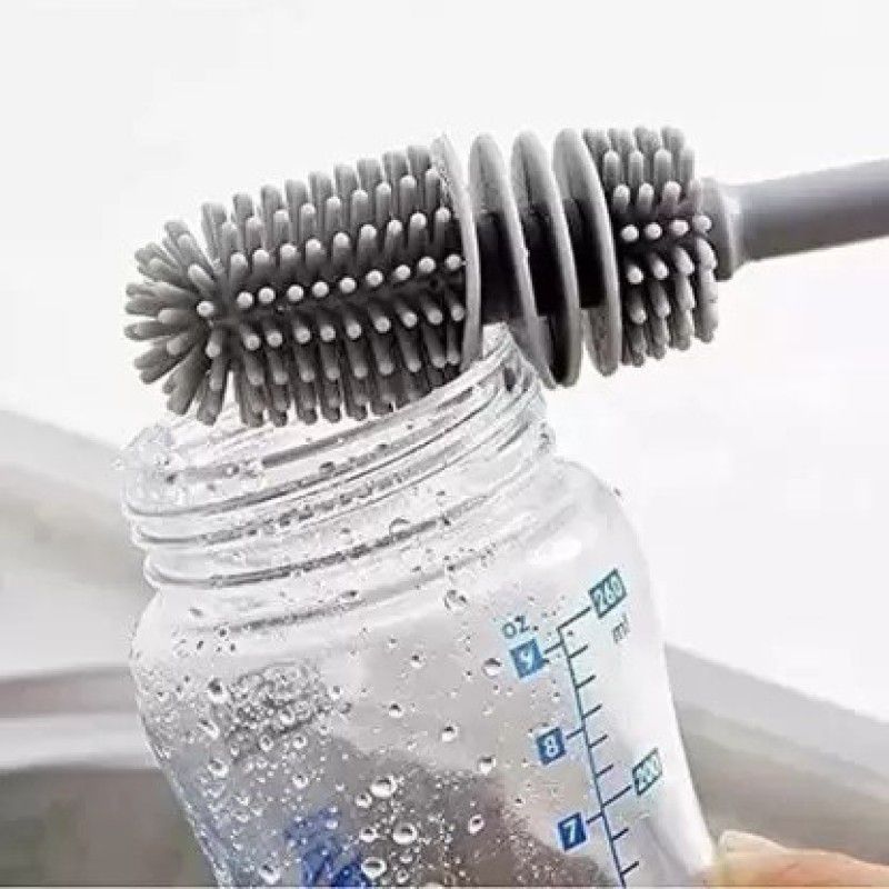 Fulgurant Silicone Pack of 1 Pc Bottle Cleaning Brush for Clean of Bottles Bottle, Glass  (Grey)