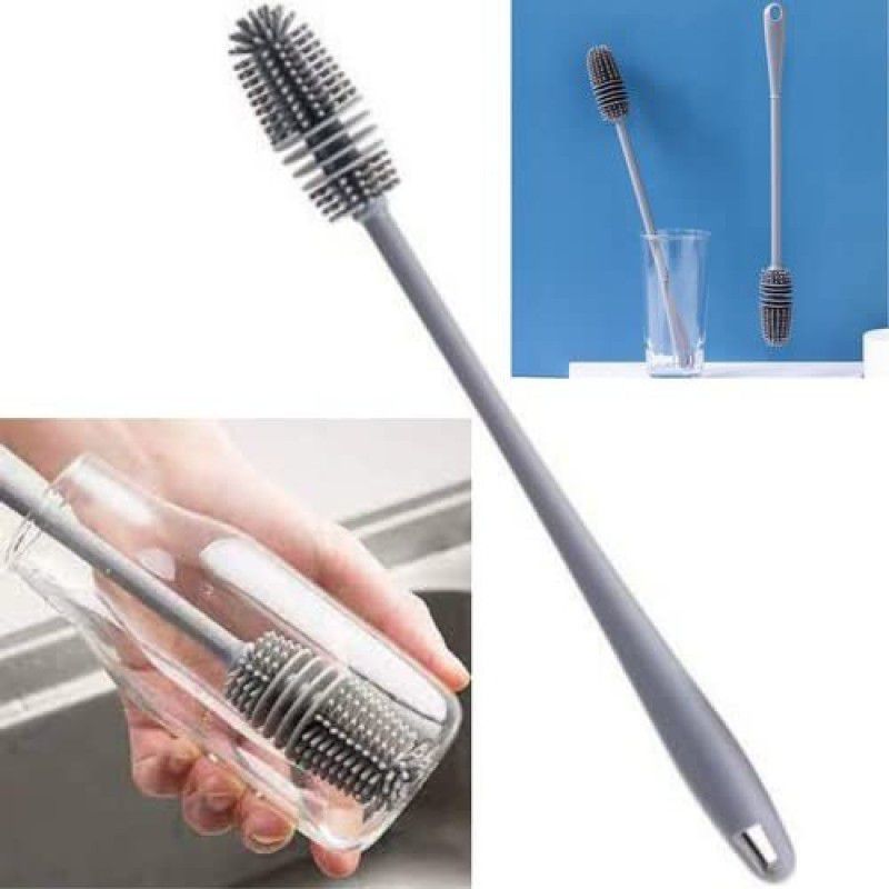 ActrovaX Silicone Bottle Cleaning Brush with Long Handle for Milk Bottle Washer-X2  (Grey)