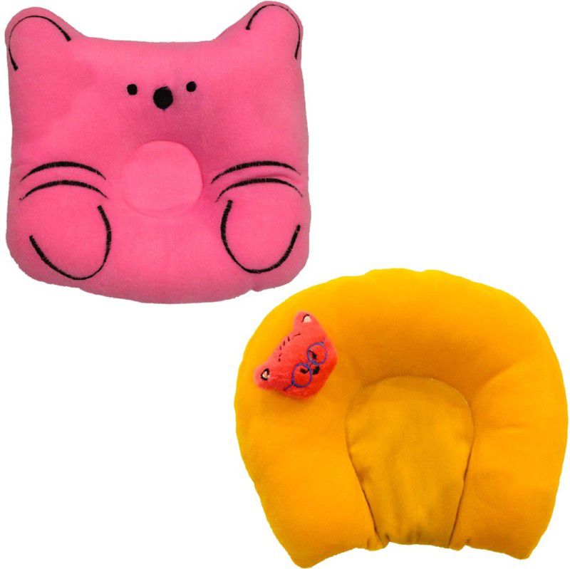 Chinmay Kids Polyester Fibre, Mustard Seeds Toons & Characters Baby Pillow Pack of 2  (Pink, Yellow)