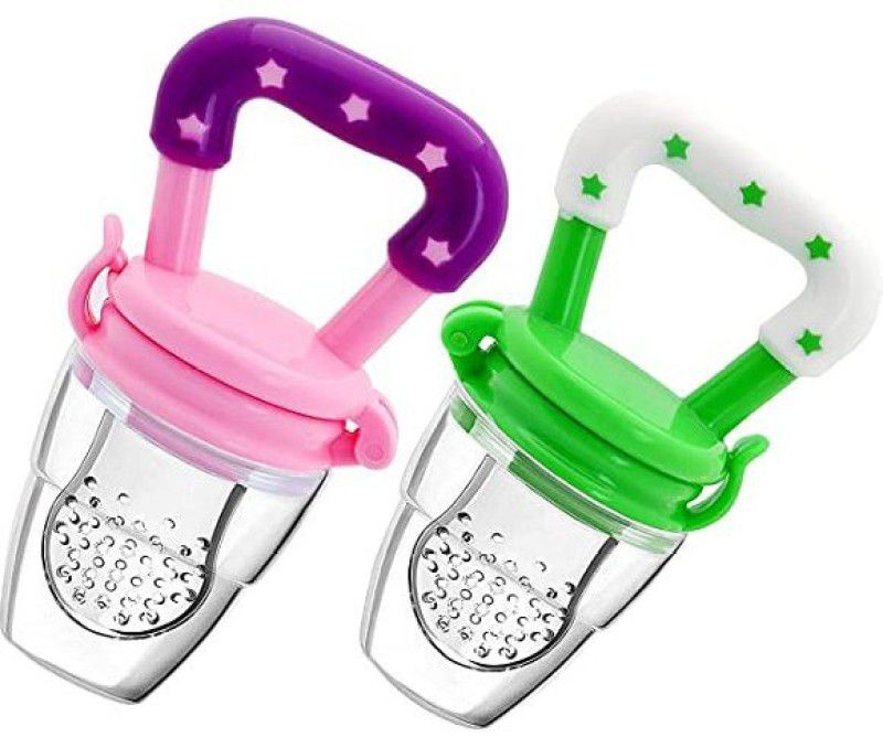 kistapo Food/Fruit Nibbler with Extra Mesh, Soft Pacifier/Feeder, Teether For Baby Feeder  (Pink, Green)