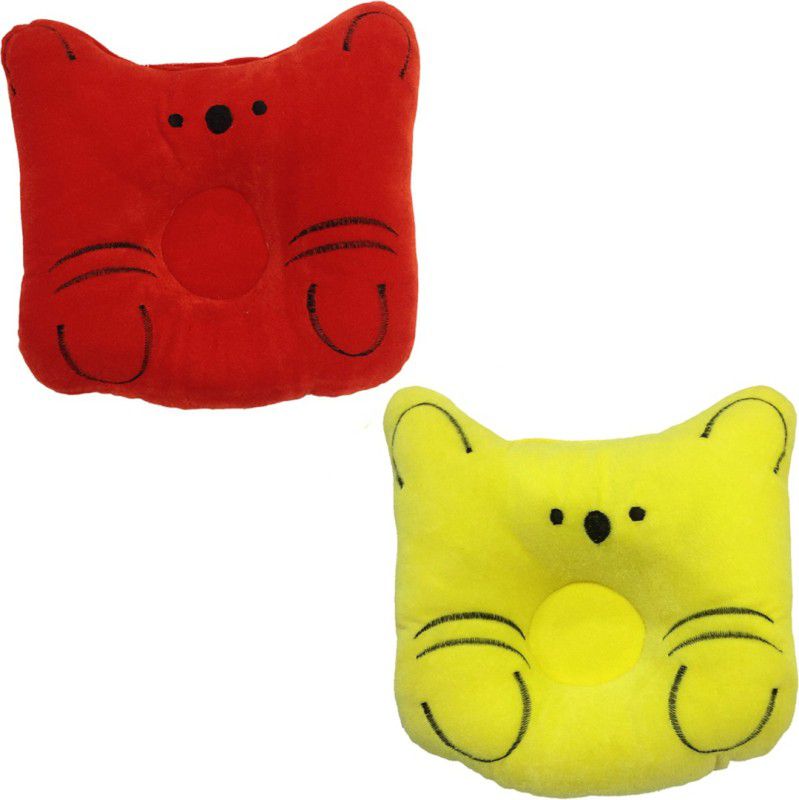 Chinmay Kids Cotton Animals Baby Pillow Pack of 2  (Red & Yellow)