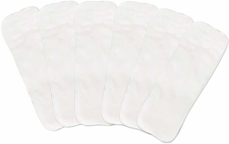 IRSHYAN KIDZGHAR 5 Layers Bamboo Charcoal Diaper Inserts Liners Natures Cloth Diaper Liner, Wetfree Reusable Washable Cotton Diaper Nappy Inserts for Baby Cloth Diapers Liners (Pack of 6, White)