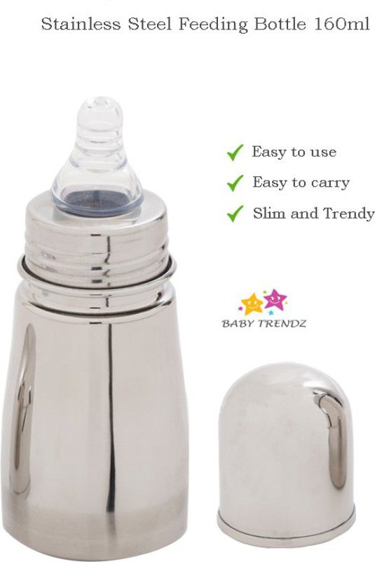 Baby Trendz Complete Stainless Steel Feeding Bottle 160ml - 160 ml  (Silver)