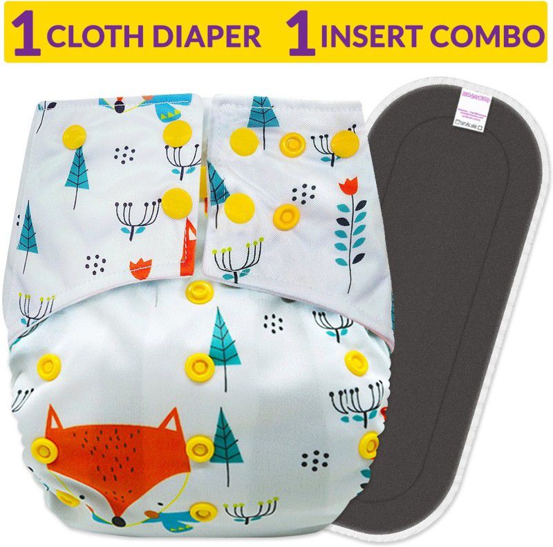 PSOUL Washable Reusable Print Baby Cloth Diaper With Insert Cotto Pad Set Of 1