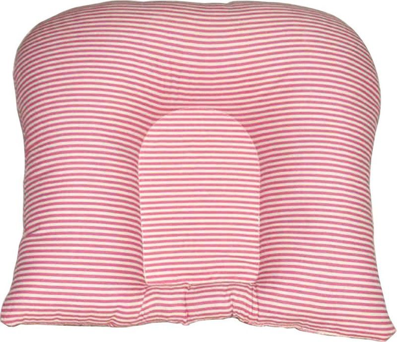 Oscar Home Polyester Fibre Stripes Baby Pillow Pack of 1  (White, Pink)