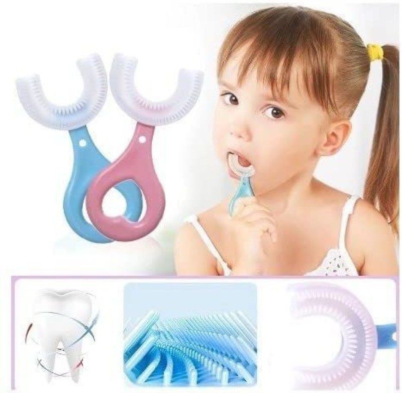 AARADHYAM Quality U Shaped Toothbrush Silicon Tooth Brush for 2-6 Years Kids Ultra Soft Toothbrush  (2 Toothbrushes)