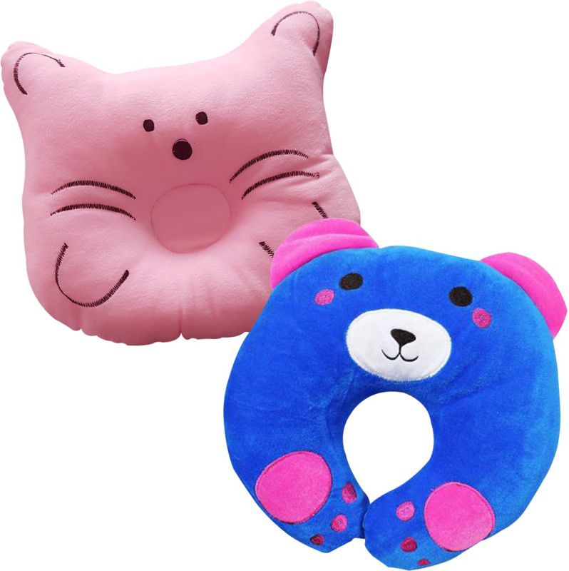 AXXTITUDE Microfibre Toons & Characters Baby Pillow Pack of 2  (Blue, Pink)