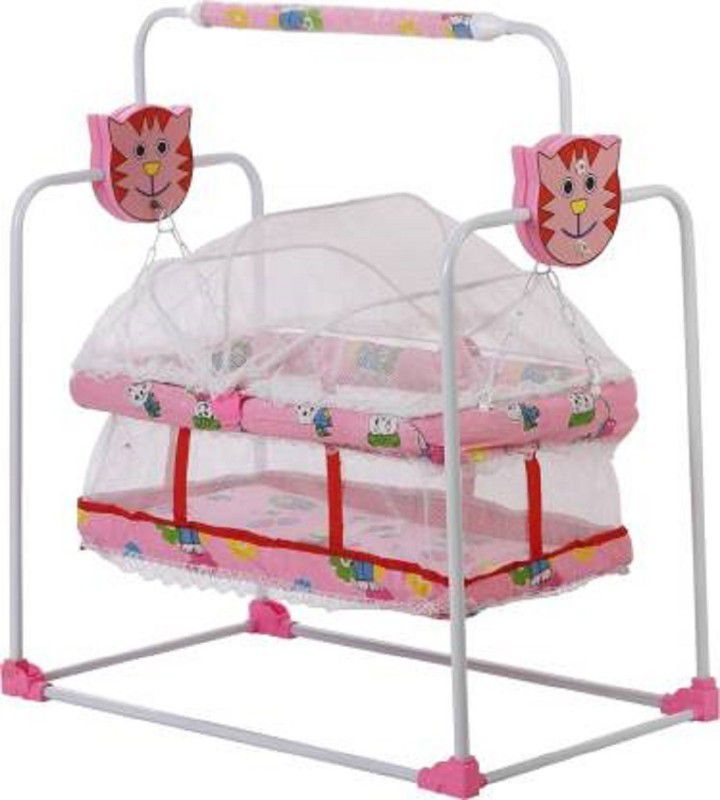 giftsrus Baby Cradle Jhula New Born Boy Girl, Palna, Swing Bassinet with Mosquito Net  (Pink)