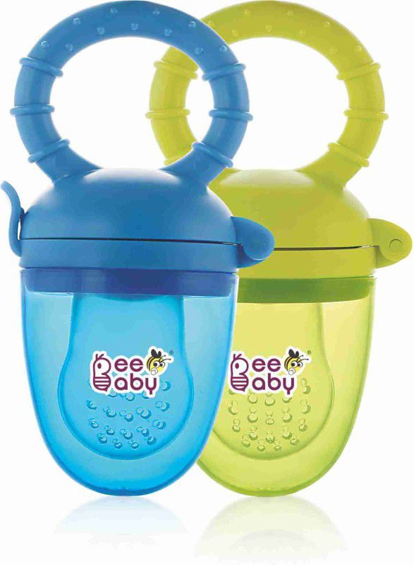 Beebaby Fruttino Silicone Food & Fruit Nibbler, Pacifier for Infants 6M+, Pack of 2 Teether and Feeder  (Blue_Green)