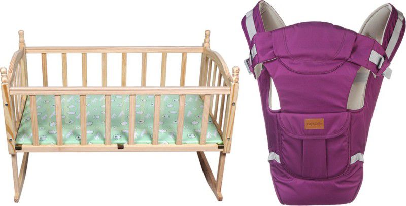 Tiffy & Toffee Wooden Cot for Kids (Sleepy) (Get Free T&T 5 in 1 Baby Carrier worth Rs. 2439) Cot  (Brown)