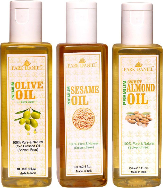 PARK DANIEL Premium Sesame oil, Olive oil, Sweet Almond Oil combo of 3 bottles of 100 ml(300 ml)  (300 ml)